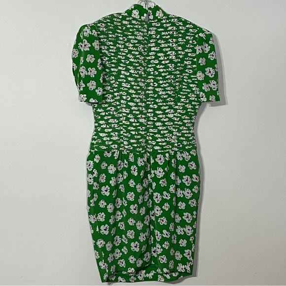 LUCIANO CHOI Vintage 80's Green White Floral Dress - Picture 5 of 6
